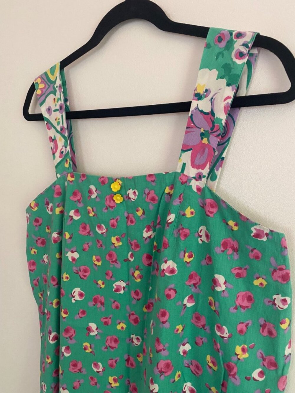 Vintage Handmade Green Colorful Floral Maxi Dress With Button Detail Size M - Picture 3 of 6